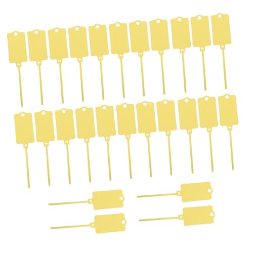 Didiseaon 200pcs Yellow Plastic Wire Shelf Tags with Self-Locking Cord Marker Labels for Quick Organization and Wear-Resistant Cable Management in Workshops