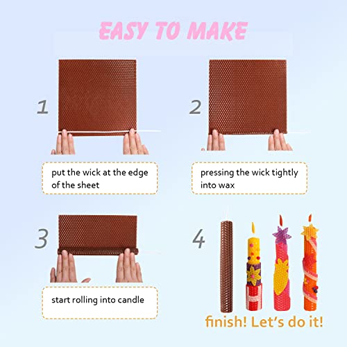 Beeswax Candle Making Kit For Kids And Adults, Colorful Beeswax Sheets For Candle Making,Pure Beeswax Diy Handmade Art Craft Activities,12 Colors Natural Honeycomb Beeswax Sheets And Cutters Selection #TOP6
