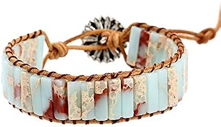 Plumiss Fashion Agalmatolite Beaded Wrap Leather Bracelet Jewelry