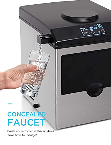 BEAGHTY Elektrische Eiswürfelmaschine, 2-in-1-Eismaschine mit Wasserspender, tragbare Eismaschine aus Edelstahl für die… – Bild 3