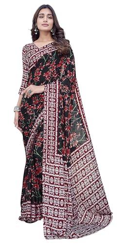 Sari indien mousseline soie imprimé pour habiller vos soirées à thème et grands événements
