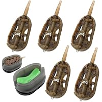 6 Pcs Method Feeder Set, 6-Piece Fishing Feeders with Quick Release Mould, 20g and 30g Weights for Carp Fishing, Inline Feeder Rigs for Saltwater and Freshwater Angling
