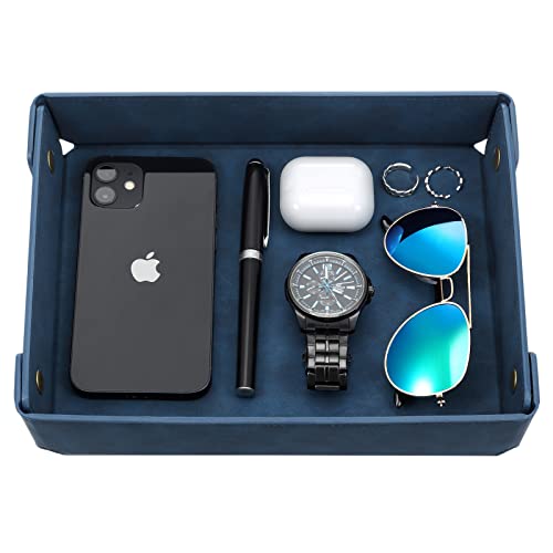 CASIRENA Faux Leather Valet Tray Organizer for Men - Catch-All Tray for Entryway Table Key, Wallet...
