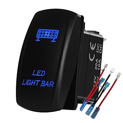 Image of Blue Led Lights Bar Rocker Switch with Jumper Wires 5P ON Off SPST Toggle Switch for The ARB /Carling /NARVA 4x4 Caravan Off Road Vehicle SUV Jeep TJ Ram 12V /20A 24V /10A