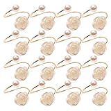 Cabilock 18 Stück Teiliges Perlen-serviettenringe mit Rosen-Motiv Metall Napkin Buckles für Hochzeiten Weihnachtsfeiern und Party-tischdekoration Elegante Stoffserviettenhalter für