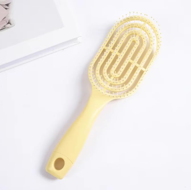 Cepillo de Pelo Antitirones, Desenredante, Masajeador, Ligero, Resistente, ABS con Mango de Cojín de Aire, Peine de Masaje, Peine de Costilla Transpirable (AMARILLO)