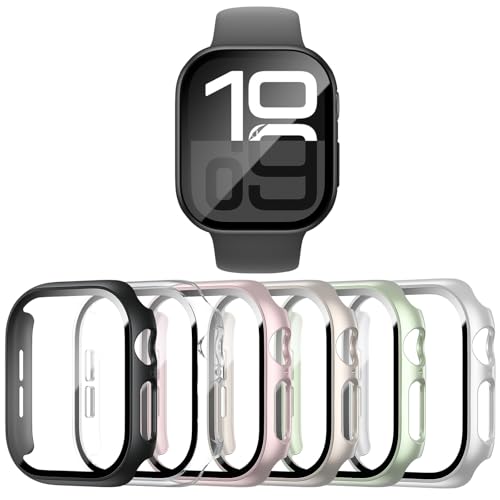 Ya en manzanajugosa.com: Haojavo 6 unidades de fundas para Apple Watch Series 10 Series X 42 mm con protector de pantalla de vidrio templado, funda iWatch con protector de pantalla de cristal, funda rígida de policarbonato