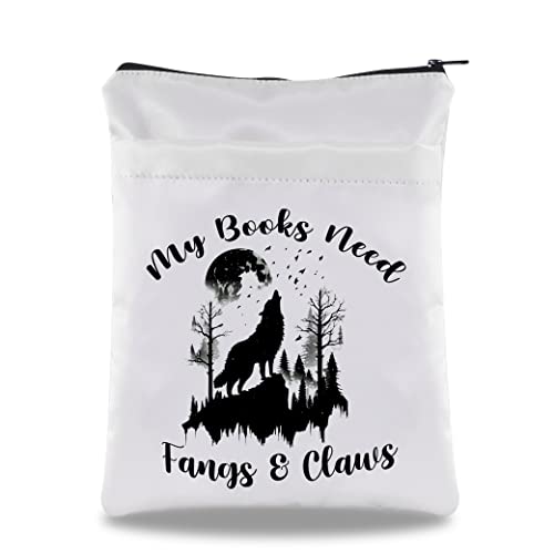 G2TUP Romance Reader Gift My Books Need Fangs and Claws Book Sleeve Werewolf Romance Book Lover Book Cover Bookish Gift (My Books Need Fangs and Claws BS)