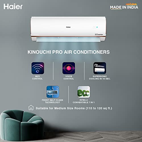 Image of Haier 1 Ton 3 Star, WiFi, Inverter Split AC (Copper, Convertible 7 in 1 Cooling Modes, Antibacterial, HSU13K-PYFR3BE1-INV, White)