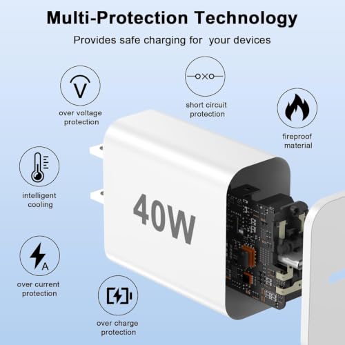 Image of iPad Pro Charger,iPad Charger Fast Charging,40W USB C Wall Charging Adapter with 6FT USBC to C Long Cable Cord for Apple iPad Pro 13 /12.9 /11 in 2026-2018,iPad 11th(A16),iPad Air 5th /4th,i Pad mini 6 /7