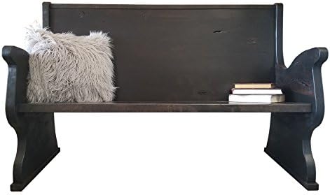 JAMES + JAMES Rustic Church Pew (48" L, Charred Ember Finish)