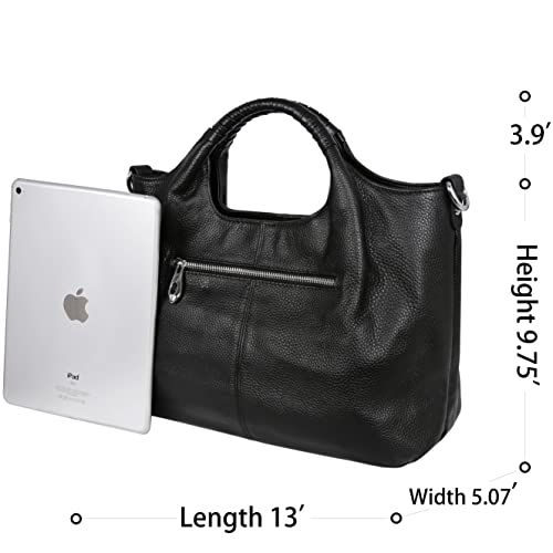 Image of Iswee Genuine Leather Top Handle Bag for Women Purses and Handbags Large | Crossbody Tote,Holds 13 inch laptop,3 Pocket Compartments,Adjustable Leather Long Strap,Every Bag