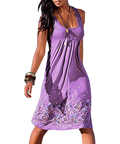 Image of AELSON Womens Summer Casual Sleeveless Mini Printed Vest Dresses