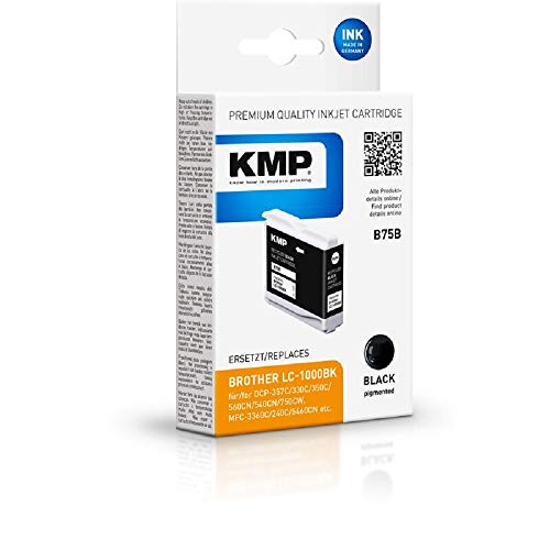KMP Encre B75B Noir solution aux textes pâles pour remplacer Brother LC1000BK usagée