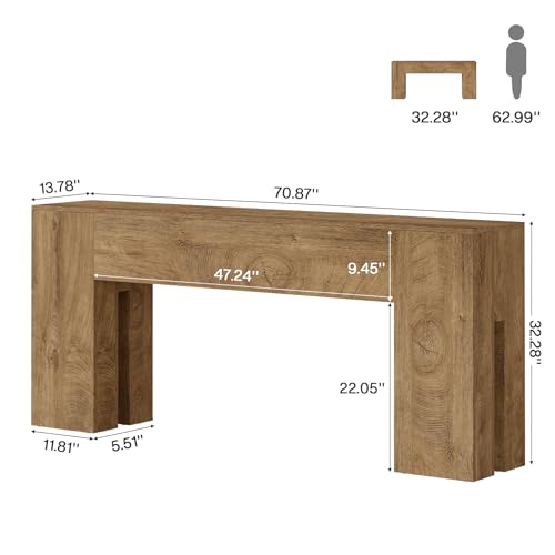 Image of Tribesigns 71-Inch Long Console Table for Entryway, Farmhouse Sofa Console Behind Couch, Entry Table for Hallway, Foyer, Living Room, Burlywood