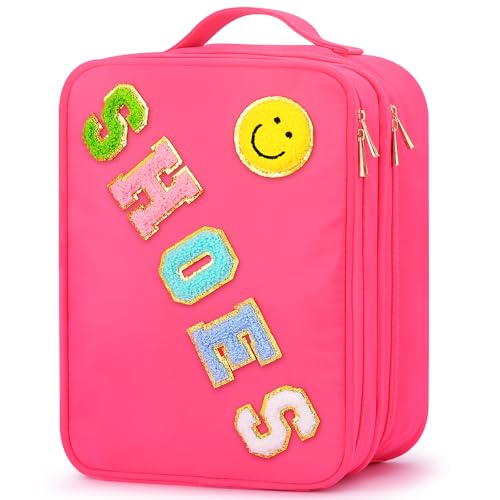 Shoe Pouch,BAGWORLD Water-Resistant Travel Shoe Bag for Gym,Soccer,Dance Dark Pink