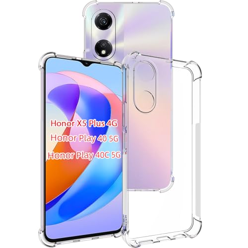 USTIYA Case for Honor X5 Plus 4G / Honor Play 40 5G Clear TPU Four Corners Military-Grade Protection Cover Transparent Soft funda