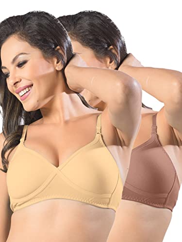 Image of SONARI Violet Womens Non Padded Regular Cotton Bra | Wire-Free, Medium Coverage, Sewn-in Bump for Natural Lift, Polycotton Blend Fabric, Hook & Eye Closure, Adjustable Straps