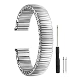 HARFINGTON Expansion Watch Bands 16mm Stainless Steel Stretch Watch Straps with Spring Bars Removal Tool for Women Men Metal Replacement Watch Bands, Silver