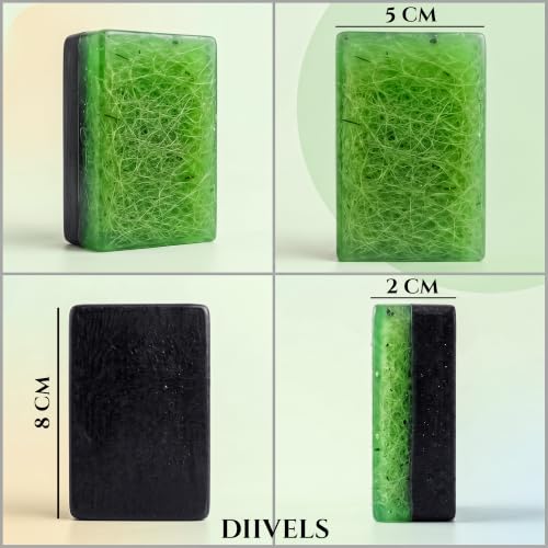 Image of Organic Handmade 2-in-1 Charcoal & Aloe Vera Soap - Natural Loofah Ayurvedic Exfoliating Scrub Bar for Tan Removal, Blackheads, Moisturizing & Deep Skin Detox, Bathing bar for Men & Women, Pack of 2 (120g x 2)