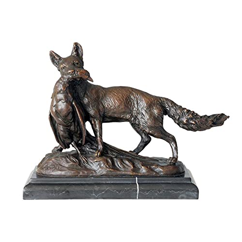 KYUJTYJ Bust Handmade Sculptures Bronze Statue Sculpture Animal Art Marble Base Home Decor