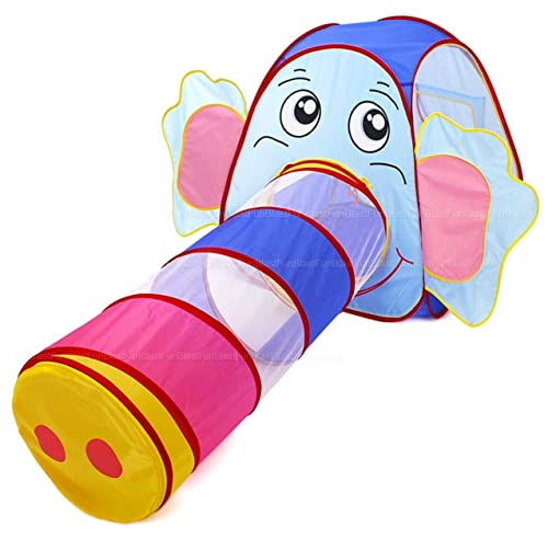 FunBlast Tunnel Tent for Kids – Elephant Tunnel Popup Jumbo Size Play Tent House, Foldable Tunnel Ball Pool for Kids, Girls & Boys, Pop-Up Activity Toys, Indoor/Outdoor Activity Toys (Multicolor)