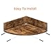 Homode Corner Shelf Wall Mount, Set of 3 Floating Corner Shelves with Cord Hole, 3 Tier Wood Wall Display Shelf, Storage for Bathroom Living Room Kitchen Bedroom, Rustic Brown and Black