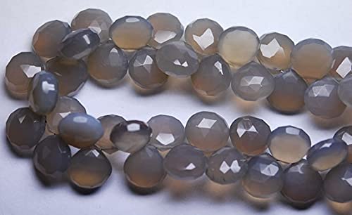 Chalcédoine grise facettée LKBEADS perles cœurs 10mm pour bracelet en pierre naturelle fait main