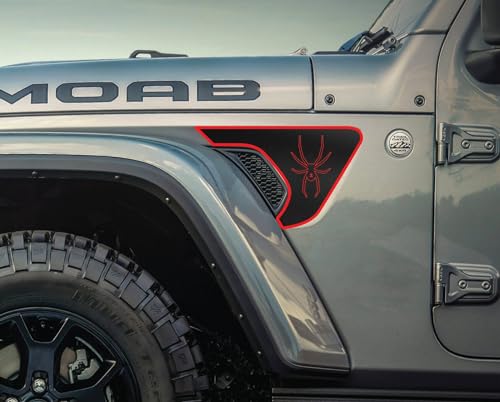 x2 2 Tone Black Widow Fender Vent Vinyl Decal Sticker Compatible with and Fits Jeep Wrangler JL/Jeep Gladiator JT 2018-2024 - Any Color You Want - Set of Two