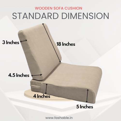 Image of Wooden Sofa Cushion Full Set of 10 for 5 Seater, 55 Density PU Foam, & Fully Customizable-Cushion for Wooden Sofa with Washable Fabric and Inner Fabric 3+1+1 (Blue)