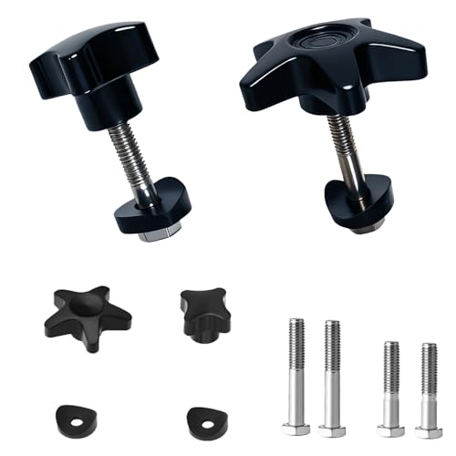 2 Sets Drive Walker Replacement Parts Knobs Kits,Comfortable Universal Parts for Drive Rollator, (Includes 1.34" and 1.73" M6 Screw Rods, 0.75" Half-Round Washers, Cross and Star-Shaped Knobs)