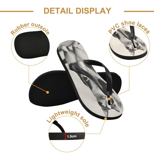 Burbuja Black White Cats Flip Flops for Women Men, Soft Thong Sandals Rubber Slippers for Pool Beach Essentials3
