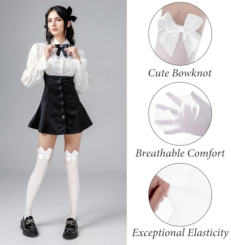 Thigh High Stockings with Bows, Charming Stretchy Bow Stockings for Women3