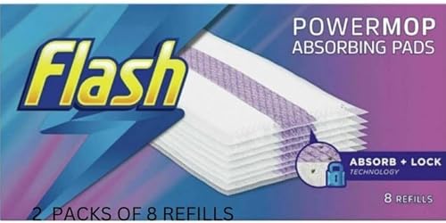 Flash power mop refill pack, absorbing pads. 2 Packs of 8 pads
