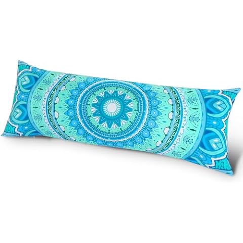 Play Tailor Body Pillow Cover with Zipper 20x54 Soft Velvet Body Pillow Case Patterned Long Pillowcase for Adults,Teal Cover