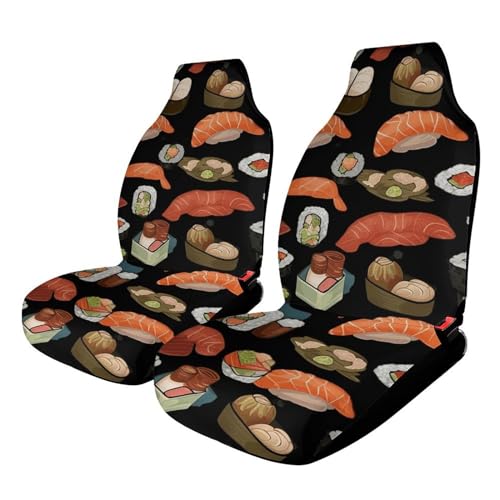 Housse de siège auto universelle motif sushi noir confortable pour véhicule