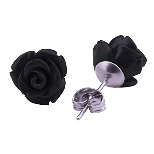 schmuxxi Rosen Ohrstecker Schwarz Edelstahl Blumen Ohrringe 10mm Ohrschmuck...