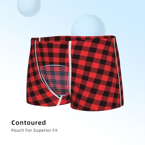 Boys' Cotton Boxer Brief Soft Underwear-Buffalo Plaid Red Black4