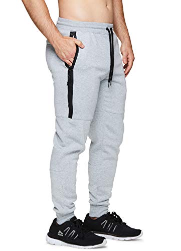 RBX Active Men's Fleece Running Workout Gym Joggers F18 Grey L