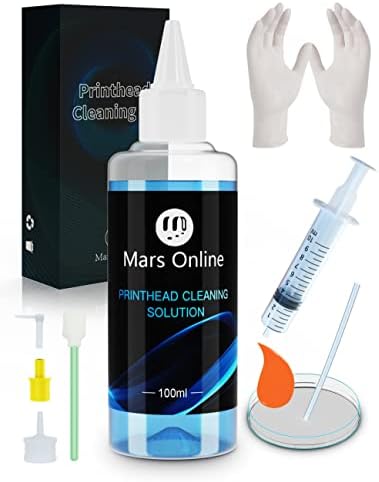 Mars Online Printhead Cleaning Kit Inkjet Printer Head Cleaner Compatible for HP/Epson/Brother/Canon 8600 8610 8035 8710 6700 6900 / Epson 1430 2720 et-2720 et-2750, 100ML, Kit 3