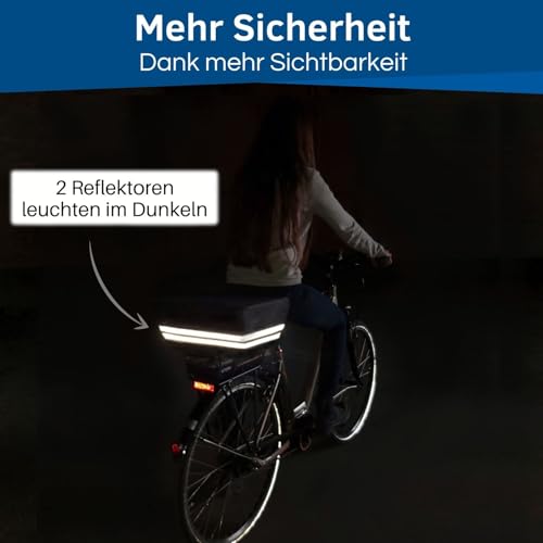 HiLo sports Regenschutz Fahrradkorb - [Für alle Fahrradkörbe hinten] - Wasserdichte Fahrradkorb Abdeckung hinten - Abdeckung Fahrradkorb mit Reflektoren