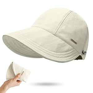 huablo]UPF 50+Womens Sun Hat UV Protection Hiking Fishing Hats Wide Brim Hat Adjustable Ponytail Packable Sun Cap