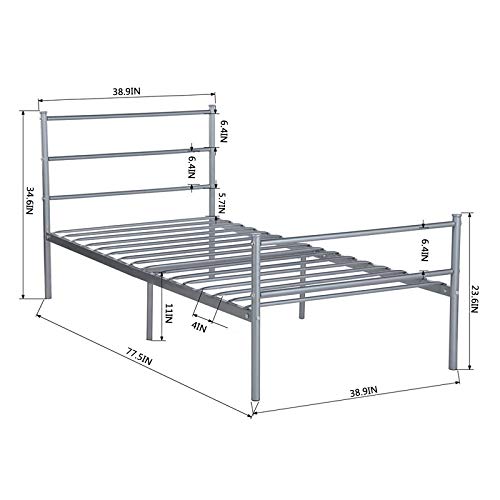 Voilamart Twin Metal Bed Frame With Storage,Silver Grey Bed Frames With Headboard And Footboard, No Box Spring Needed, Platform Bed Frame For Kids #TOP6
