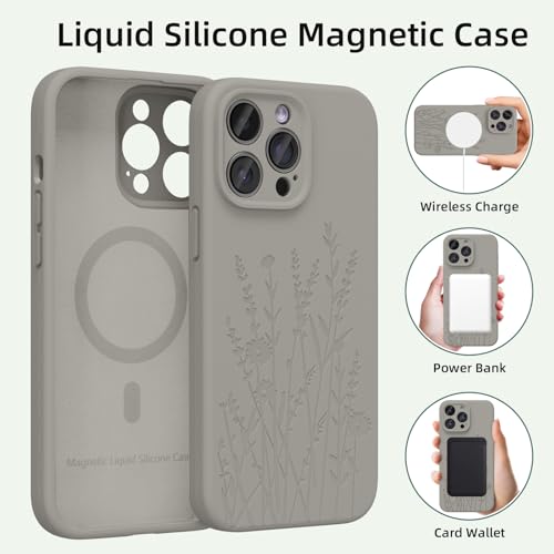 OAOA Engraved for iPhone 14 Pro Case, Light Gray Flower - image 2