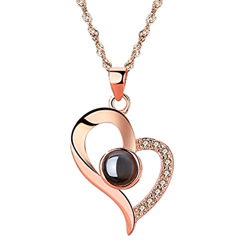 Collier Coeur en 100 langues Je t'aime en bijou argenté pour femme