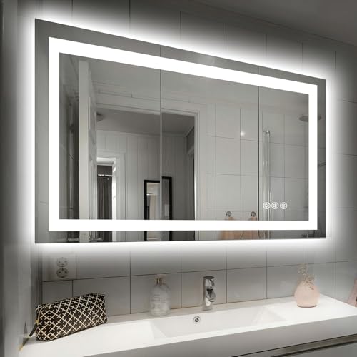 40X32 LED Bathroom Mirror with Lights, Anti-Fog, Dimmable, Backlit + Front Lit, Smart Bathroom Vanity Mirror, Memory Function, Shatterproof, Tempered Glass (Horizontal/Vertical)