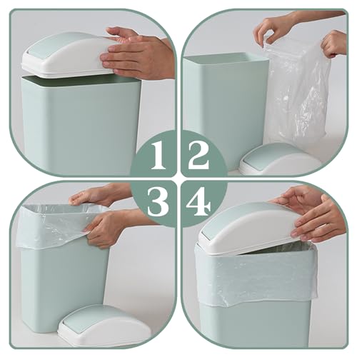 Image of 12L Slim Garbage Can with Swing Lid, Blue Small Plastic Trash Can