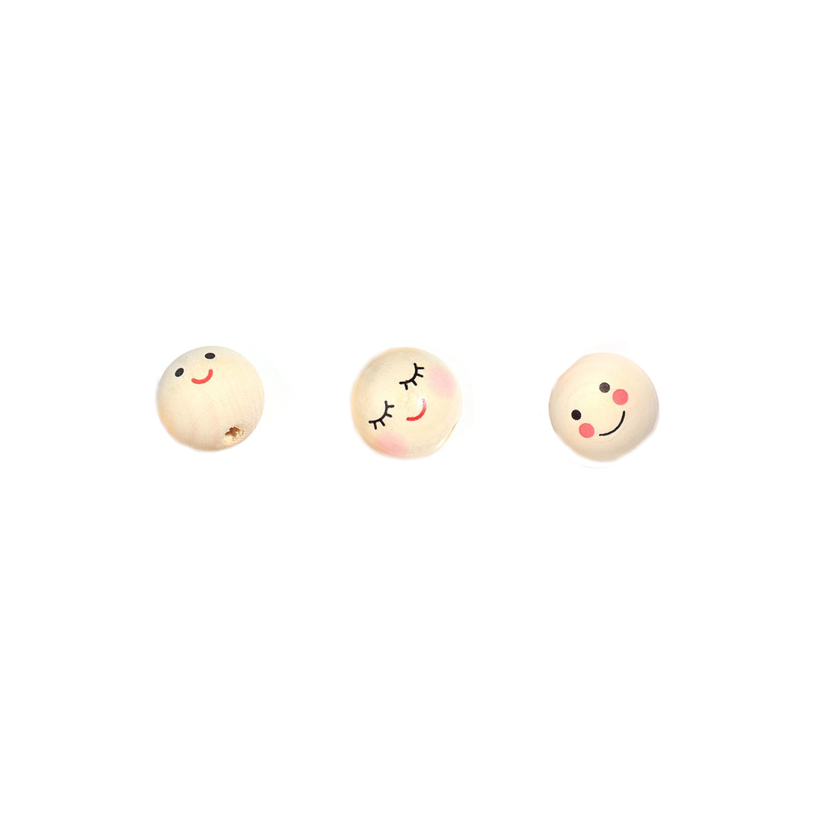 Benyong Pack of 60 Wooden Heads with Face for Crafts for Worry Worm 20 mm Wooden Balls with for Worry Worms Wooden Heads Wooden Head with Face for Worry Worms Wooden Heads for Worry Worms (B)