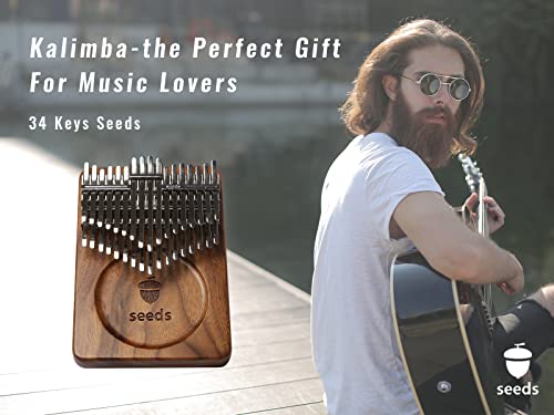 Seeds Kalimba 34 Key Chromatic Thumb Piano Pisces C-Tuned,Double Layer Flat Board Black Walnut Musical Instruments Gift Idea For Children Adults Beginners And Professionals #TOP7