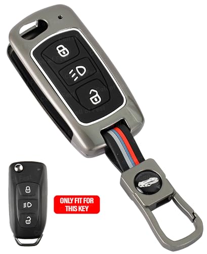 Image of Coll of Fest Premium Metal Silicon Key Cover Compatible with TATA Nexon | Punch | Tiago | Safari | Altroz | Harrier | Tigor | Hexa | Bolt | Zest, Storme 3 Button Flip Key Glow in the Dark